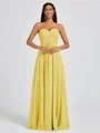 A-line Sweetheart Pleated Floor-Length Chiffon Bridesmaid Dress