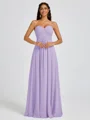 A-line Sweetheart Pleated Floor-Length Chiffon Bridesmaid Dress