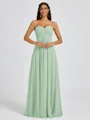 A-line Sweetheart Pleated Floor-Length Chiffon Bridesmaid Dress