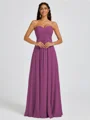 A-line Sweetheart Pleated Floor-Length Chiffon Bridesmaid Dress