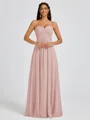 A-line Sweetheart Pleated Floor-Length Chiffon Bridesmaid Dress