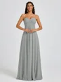 A-line Sweetheart Pleated Floor-Length Chiffon Bridesmaid Dress