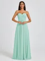 A-line Sweetheart Pleated Floor-Length Chiffon Bridesmaid Dress