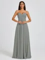 A-line Sweetheart Pleated Floor-Length Chiffon Bridesmaid Dress