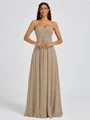 A-line Sweetheart Pleated Floor-Length Chiffon Bridesmaid Dress