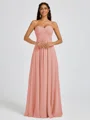 A-line Sweetheart Pleated Floor-Length Chiffon Bridesmaid Dress