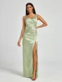 A-line/Princess Silk Like Satin V-neck Sleeveless Floor-Length Bridesmaid Dress