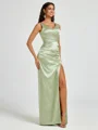 A-line/Princess Silk Like Satin V-neck Sleeveless Floor-Length Bridesmaid Dress