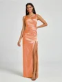 A-line/Princess Silk Like Satin V-neck Sleeveless Floor-Length Bridesmaid Dress