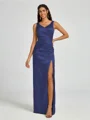 A-line/Princess Silk Like Satin V-neck Sleeveless Floor-Length Bridesmaid Dress