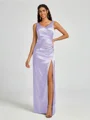 A-line/Princess Silk Like Satin V-neck Sleeveless Floor-Length Bridesmaid Dress