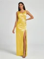 A-line/Princess Silk Like Satin V-neck Sleeveless Floor-Length Bridesmaid Dress