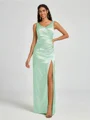 A-line/Princess Silk Like Satin V-neck Sleeveless Floor-Length Bridesmaid Dress