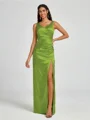 A-line/Princess Silk Like Satin V-neck Sleeveless Floor-Length Bridesmaid Dress