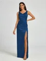 A-line/Princess Silk Like Satin V-neck Sleeveless Floor-Length Bridesmaid Dress