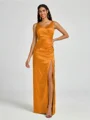A-line/Princess Silk Like Satin V-neck Sleeveless Floor-Length Bridesmaid Dress
