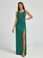 A-line/Princess Silk Like Satin V-neck Sleeveless Floor-Length Bridesmaid Dress