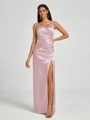 A-line/Princess Silk Like Satin V-neck Sleeveless Floor-Length Bridesmaid Dress