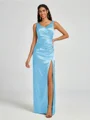 A-line/Princess Silk Like Satin V-neck Sleeveless Floor-Length Bridesmaid Dress