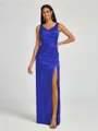 A-line/Princess Silk Like Satin V-neck Sleeveless Floor-Length Bridesmaid Dress