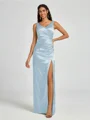 A-line/Princess Silk Like Satin V-neck Sleeveless Floor-Length Bridesmaid Dress