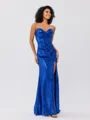 Sheath Sweetheart Pleated Sweep Train Sequins Corset Dress