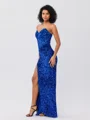 Sheath Sweetheart Sweep Train Velvet Sequins Corset Dress