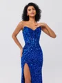 Sheath Sweetheart Sweep Train Velvet Sequins Corset Dress