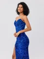 Sheath Sweetheart Sweep Train Velvet Sequins Corset Dress