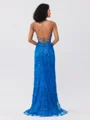 Sheath V-neck Sequin Sweep Train Dress