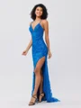 Sheath V-neck Sequin Sweep Train Dress