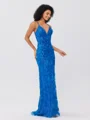 Sheath V-neck Sequin Sweep Train Dress