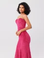 Sheath Sweetheart Sweep Train Velvet Sequins Corset Dress