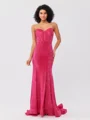 Sheath Sweetheart Sweep Train Velvet Sequins Corset Dress