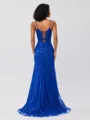 Sheath Spaghetti Straps Sequin Sweep Train Tulle Dress