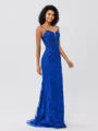 Sheath Spaghetti Straps Sequin Sweep Train Tulle Dress
