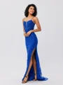 Sheath Spaghetti Straps Sequin Sweep Train Tulle Dress