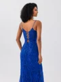 Sheath Spaghetti Straps Sequin Sweep Train Tulle Dress