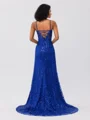 Sheath Spaghetti Straps Sequin Sweep Train Dress