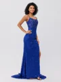 Sheath Spaghetti Straps Sequin Sweep Train Dress