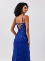 Sheath Spaghetti Straps Sequin Sweep Train Dress