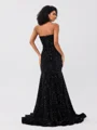 Mermaid Sweetheart Sweep Train Velvet Sequins Dress