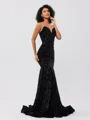 Mermaid Sweetheart Sweep Train Velvet Sequins Dress