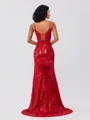 Sheath Spaghetti Straps Appliques Lace Sweep Train Sequins Corset Dress