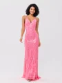 Sheath V-neck Sequin Sweep Train Dress