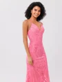 Sheath V-neck Sequin Sweep Train Dress