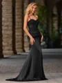Sheath Spaghetti Straps Appliques Lace Sweep Train Silk Like Satin Corset Dress