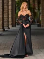 Sheath Sweetheart Long Sleeves Appliques Lace Floor-Length Silk Like Satin Corset Dress