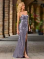 Sheath Sweetheart Pleated Floor-Length Sequins Dress