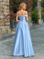 A-line Off-the-Shoulder Floor-Length Satin Dress